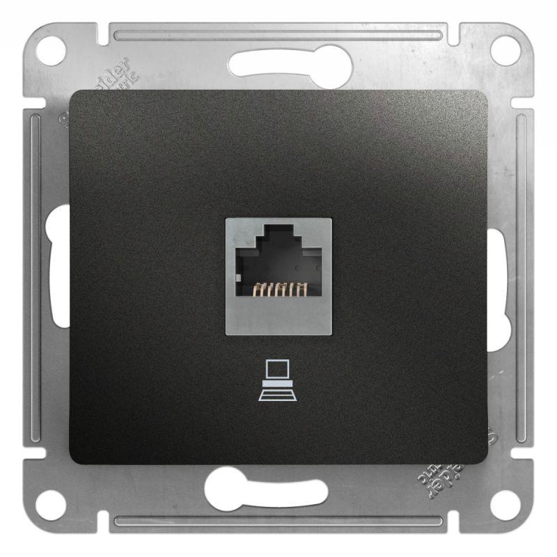 Розетка компьютерная 1-м Glossa RJ45 кат.5E механизм антрацит SE