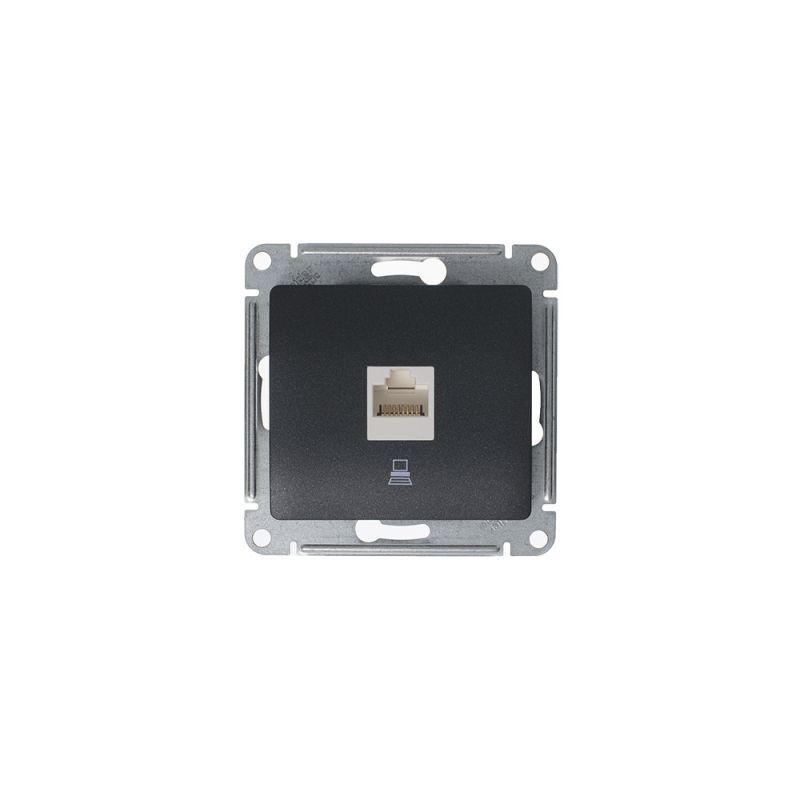 Розетка компьютерная 1-м Glossa RJ45 кат.5E механизм антрацит SE — изображение 4