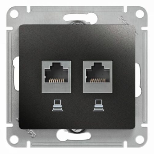 Розетка компьютерная 2-м Glossa RJ45 кат.5E механизм антрацит SE