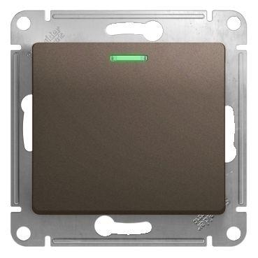 Выключатель 1-кл. СП Glossa 10А IP20 10AX с подсветкой механизм шоколад. SE