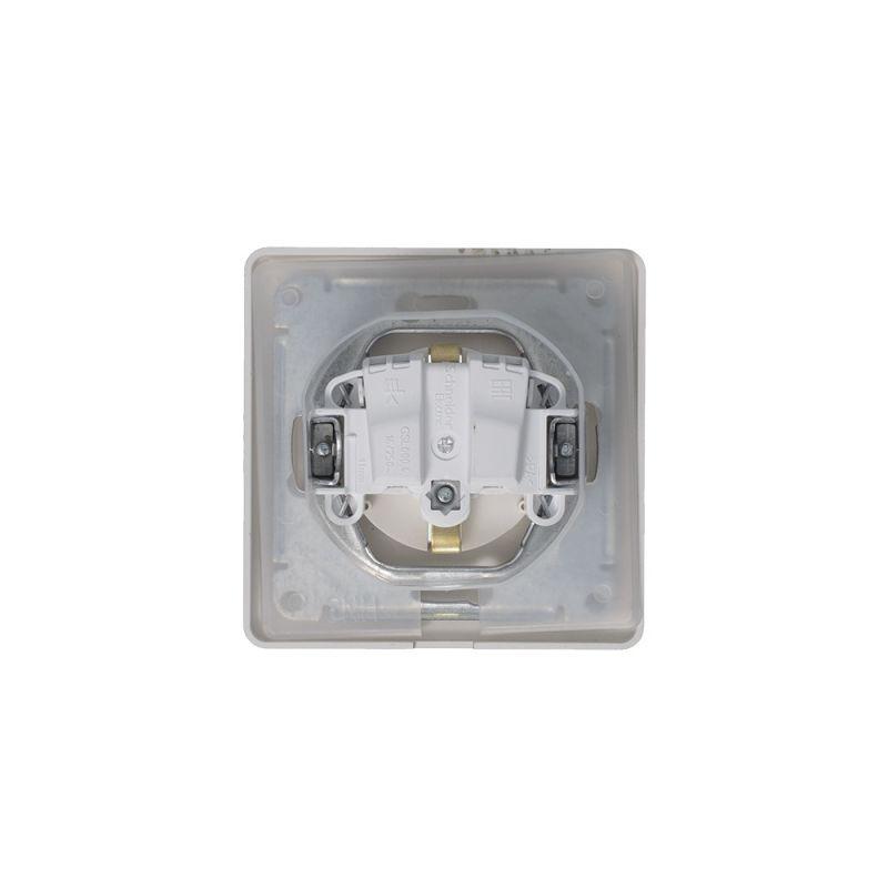 Розетка 1-м СП Glossa 16А IP44 250В с заземл. защ. шторки с крышкой в сборе платина SE — изображение 5