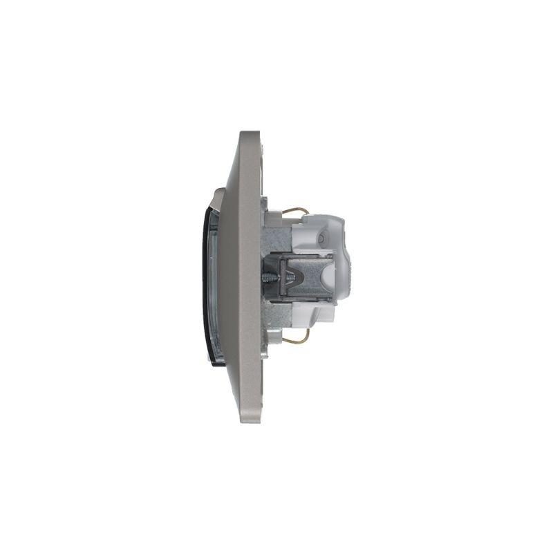 Розетка 1-м СП Glossa 16А IP44 250В с заземл. защ. шторки с крышкой в сборе платина SE — изображение 6