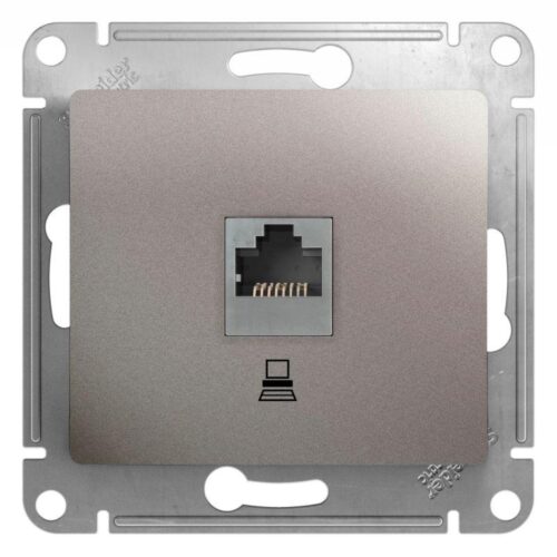 Розетка компьютерная 1-м Glossa RJ45 кат.5E механизм платина SE