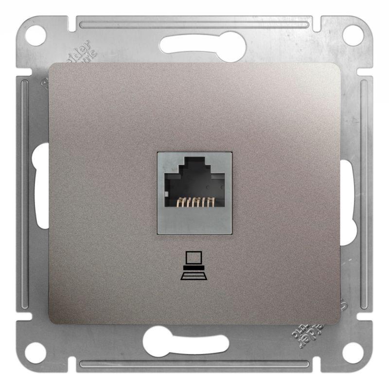 Розетка компьютерная 1-м Glossa RJ45 кат.5E механизм платина SE