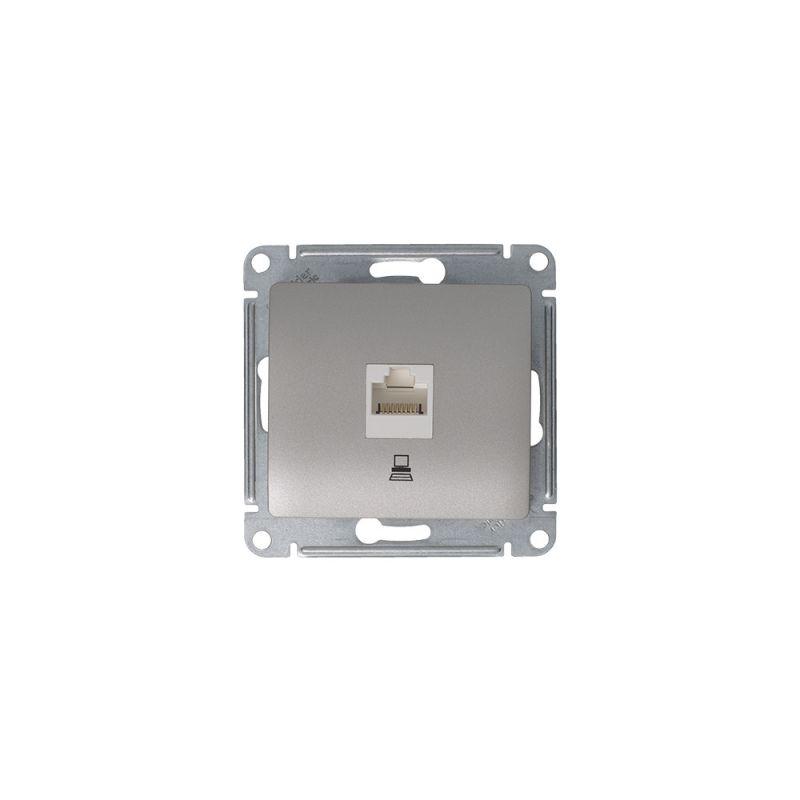 Розетка компьютерная 1-м Glossa RJ45 кат.5E механизм платина SE — изображение 5