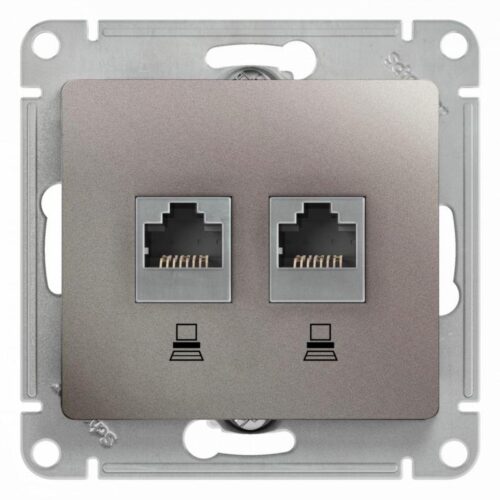 Розетка компьютерная 2-м Glossa RJ45 кат.5E механизм платина SE
