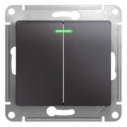 Выключатель 2-кл. СП Glossa 10А IP20 10AX с подсветкой механизм графит SE