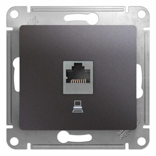 Розетка компьютерная 1-м Glossa RJ45 кат.5E механизм графит SE