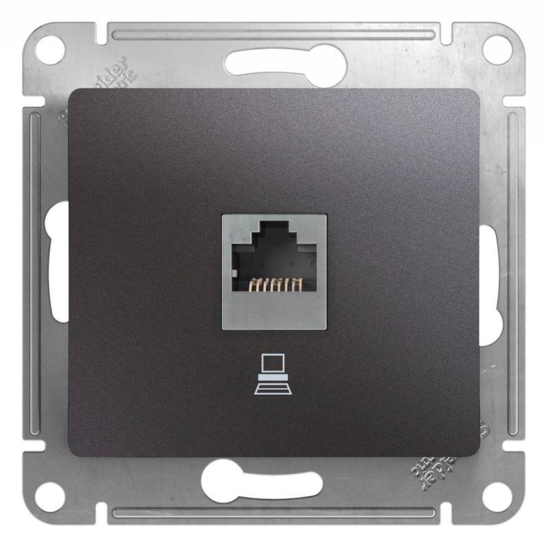 Розетка компьютерная 1-м Glossa RJ45 кат.5E механизм графит SE