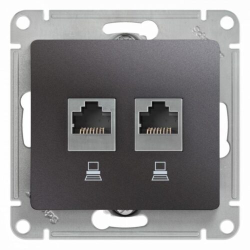 Розетка компьютерная 2-м Glossa RJ45 кат.5E механизм графит SE
