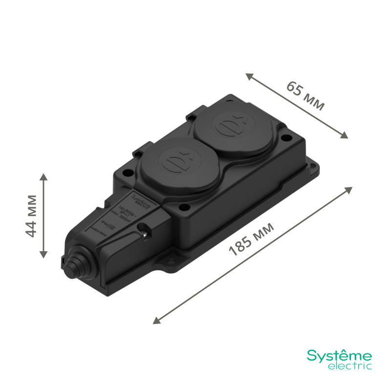 Колодка удлинителя 2-м MultiSet 16А 250В IP44 с заземл. каучук черн. SE — изображение 7