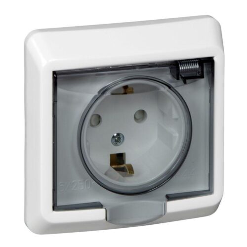 Розетка 1-м СП Этюд 16А IP44 250В с заземл. защ. шторки бел. SE