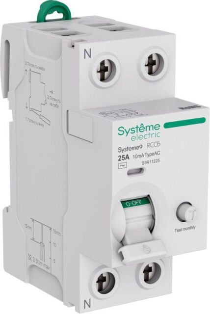 Выключатель дифференциального тока 2п 25А 10мА тип AC Systeme9 230В SE