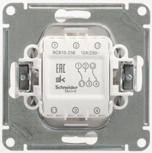 Переключатель проходной 2-кл. СП W59 10А IP20 10AX механизм бел. SE